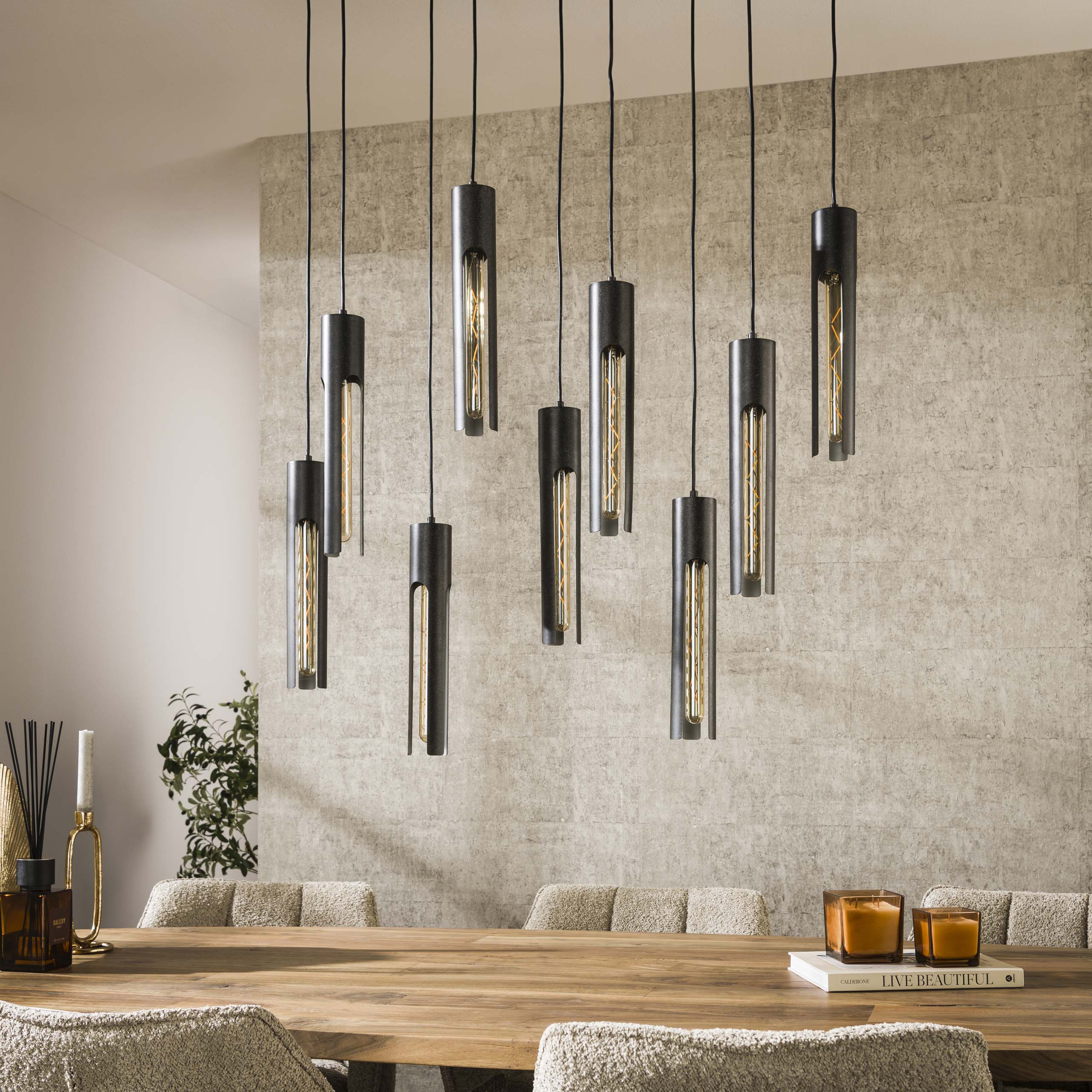 Lampe suspendue 5+4 tube / Noir Artic