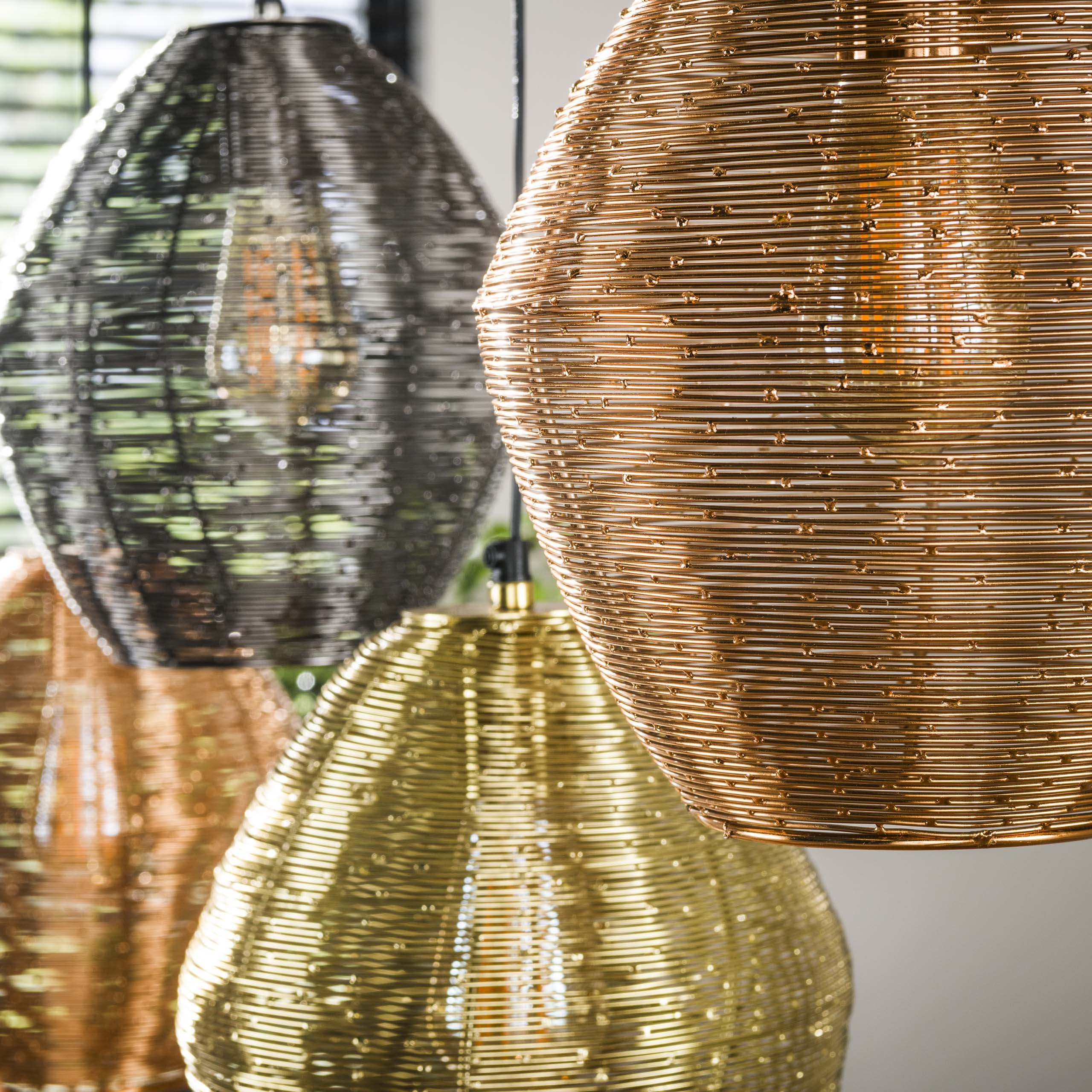 Lampe suspendue 5L web mix / Couleur mix nickel mat