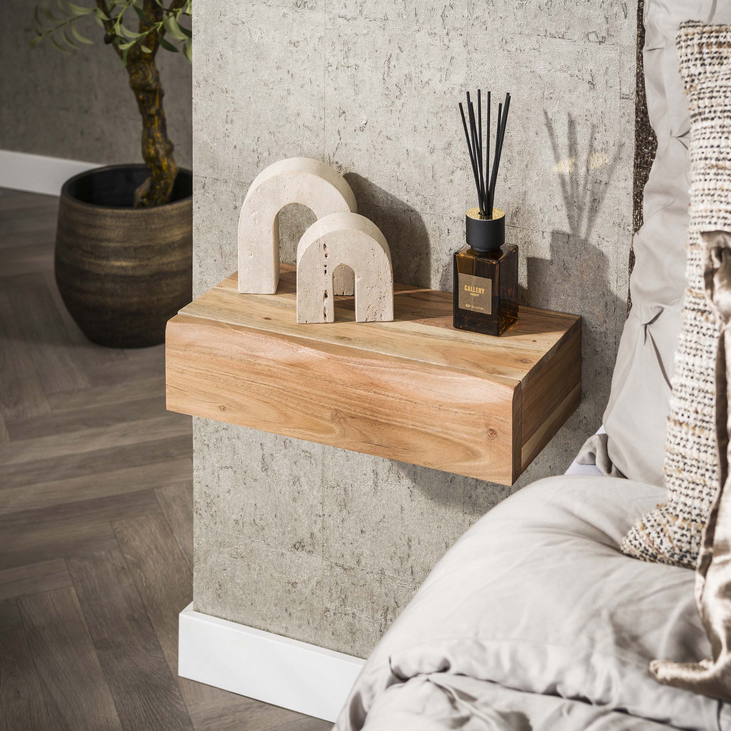 Table de chevet Tree L 1 tiroir - lot de 2 - Acacia massif