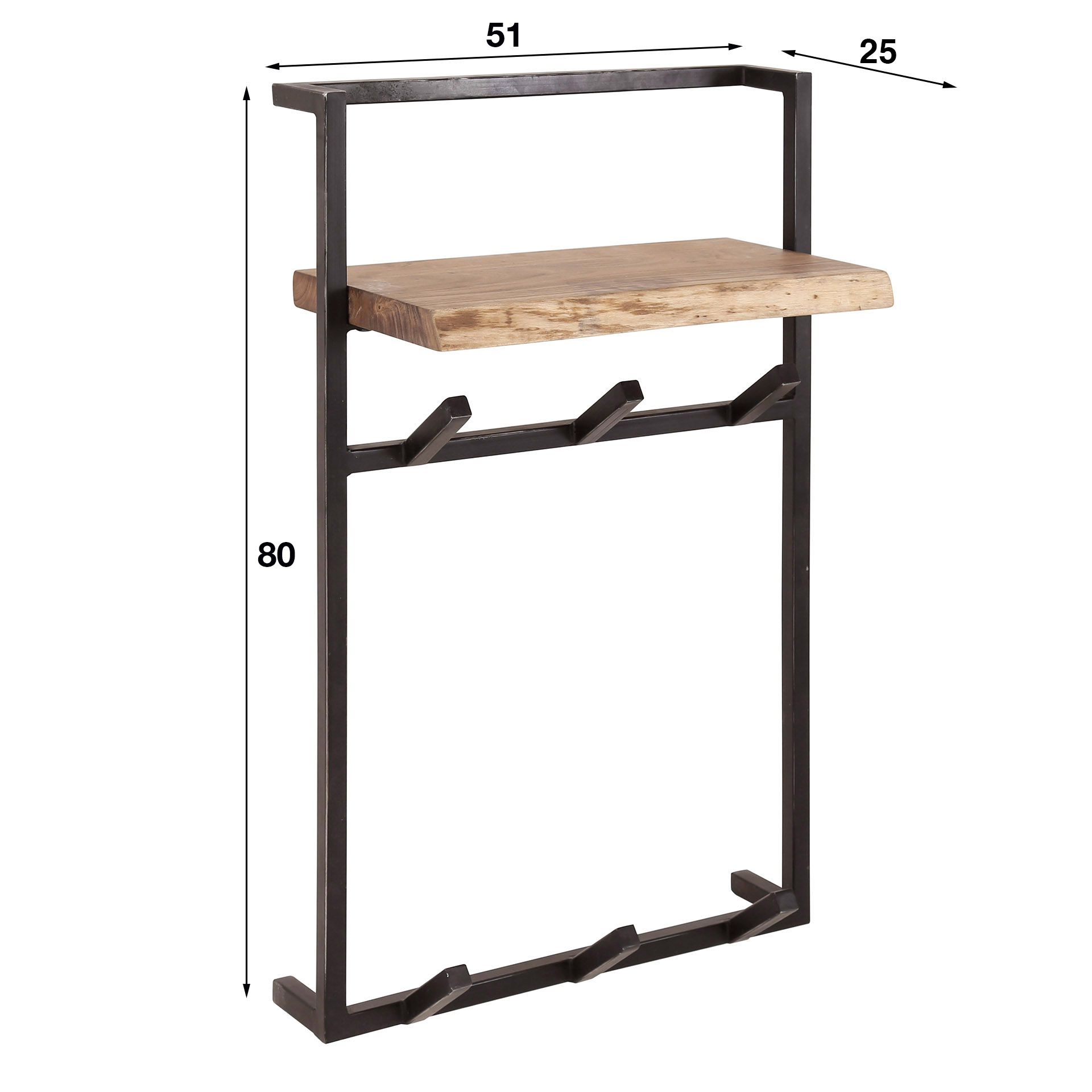 Portemanteau Air Solid haut - 6 patères - Acacia massif