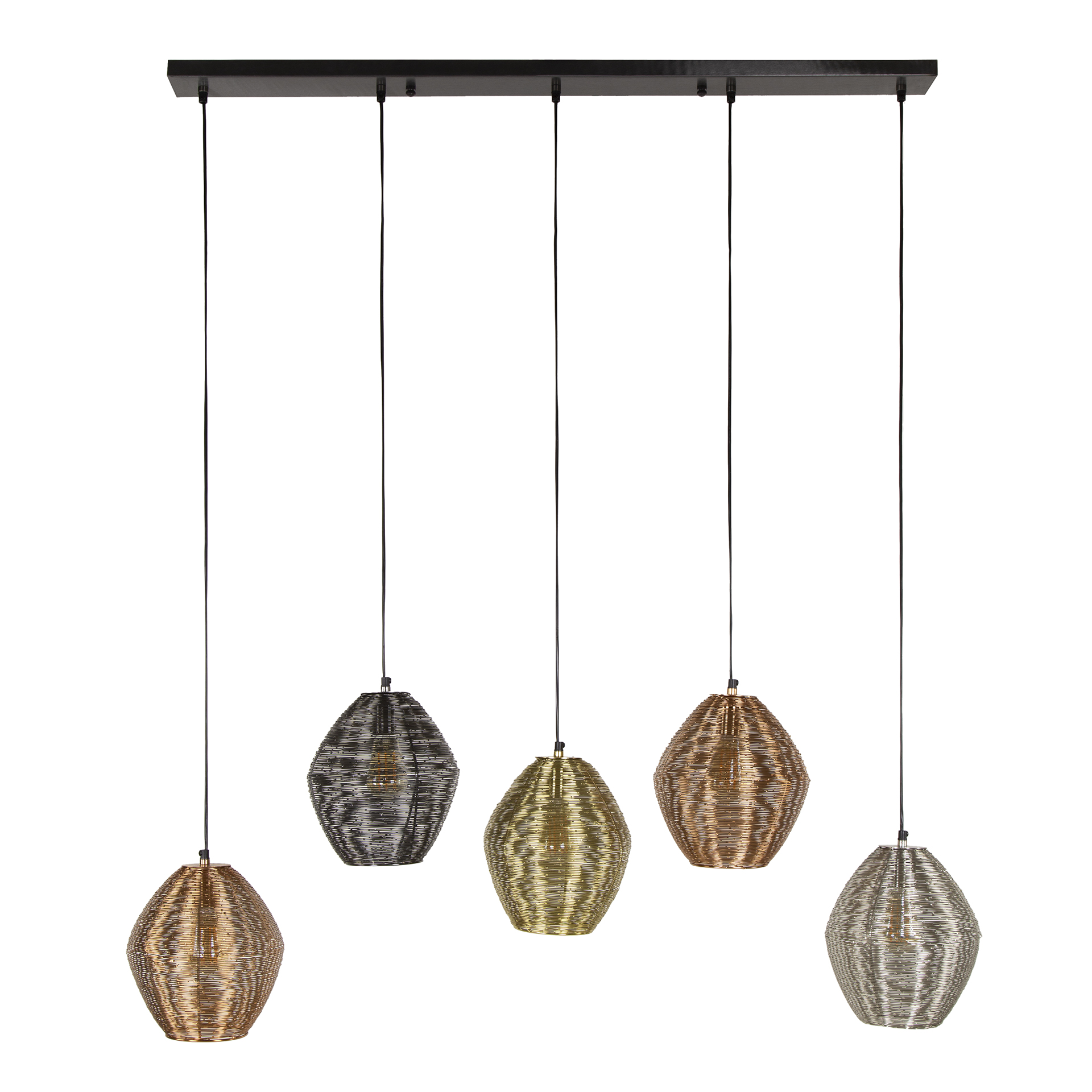 Lampe suspendue 5L web mix / Couleur mix nickel mat