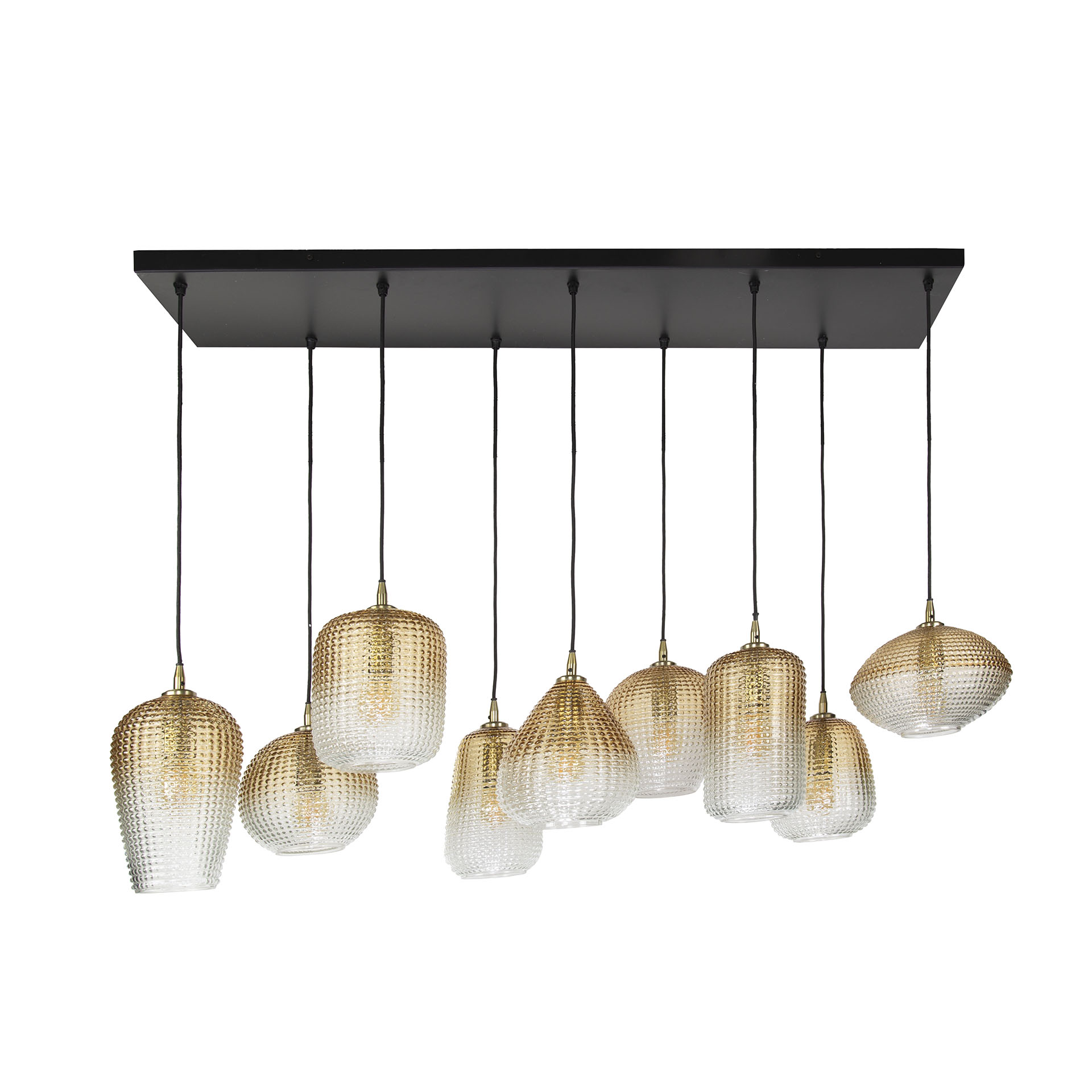 Lampe suspendue motif 5+4 points / Verre ambré