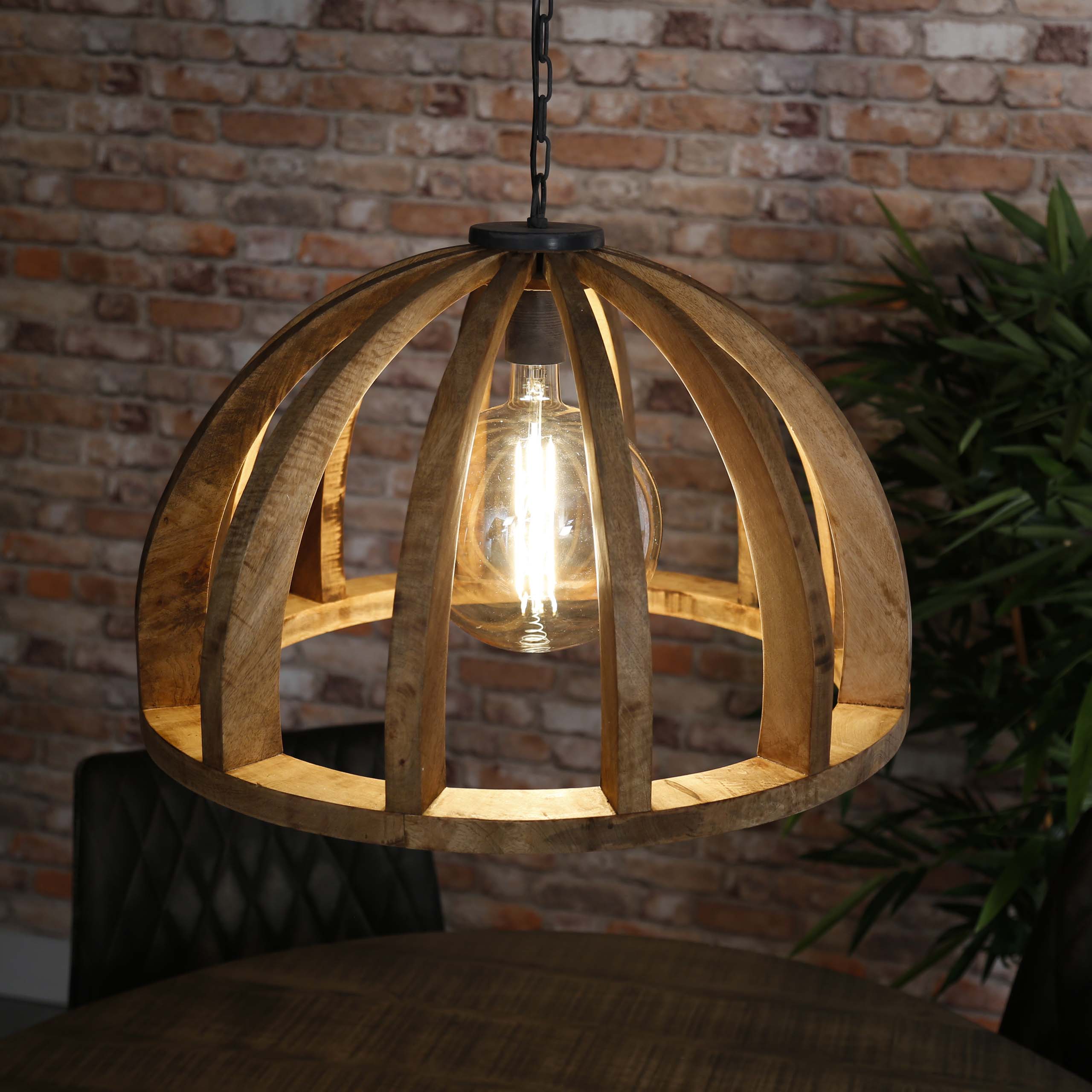 Lampe à suspension Orba 1 lumière Ø60 cm - Manguier massif