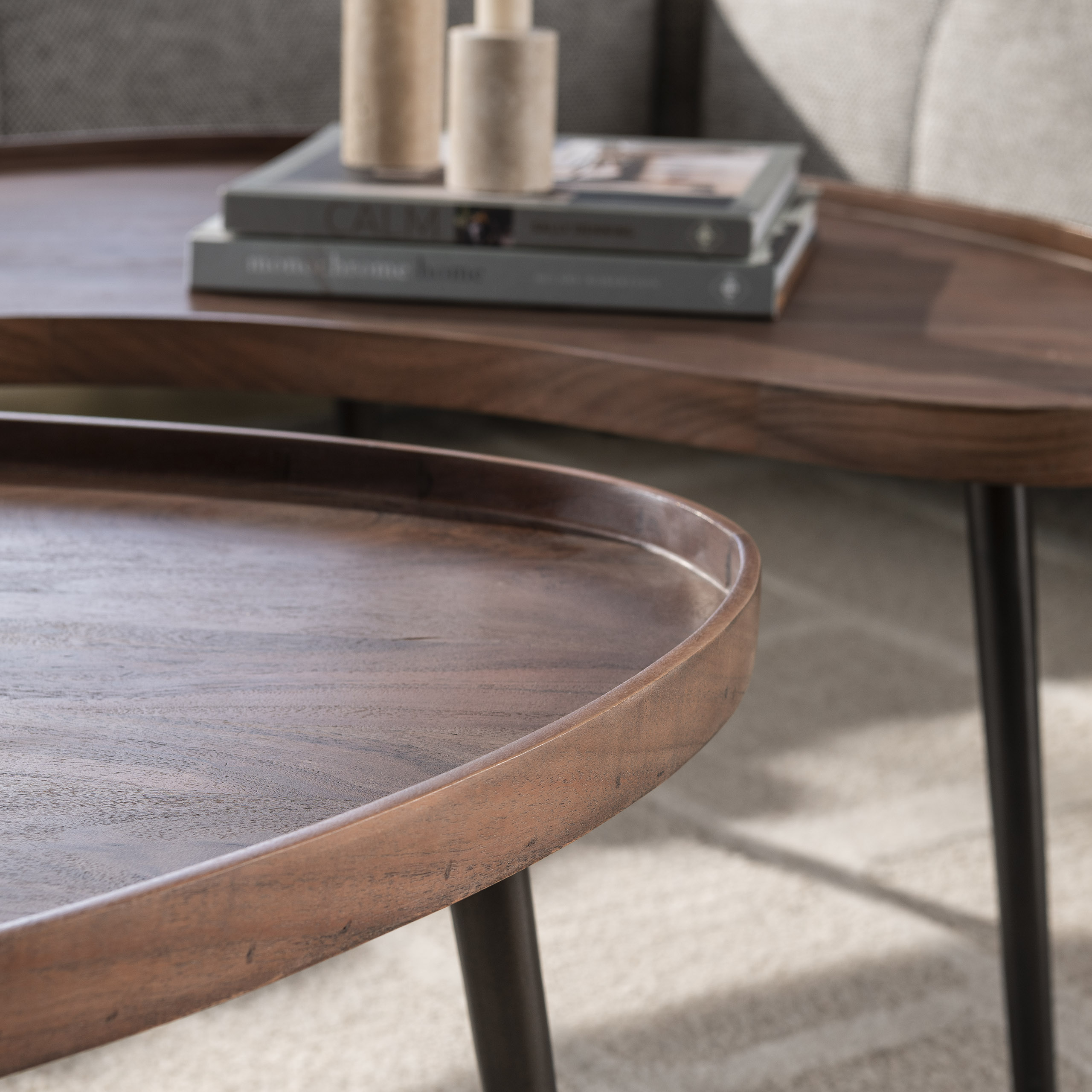 Table basse Carve bio - lot de 2 - marron acacia