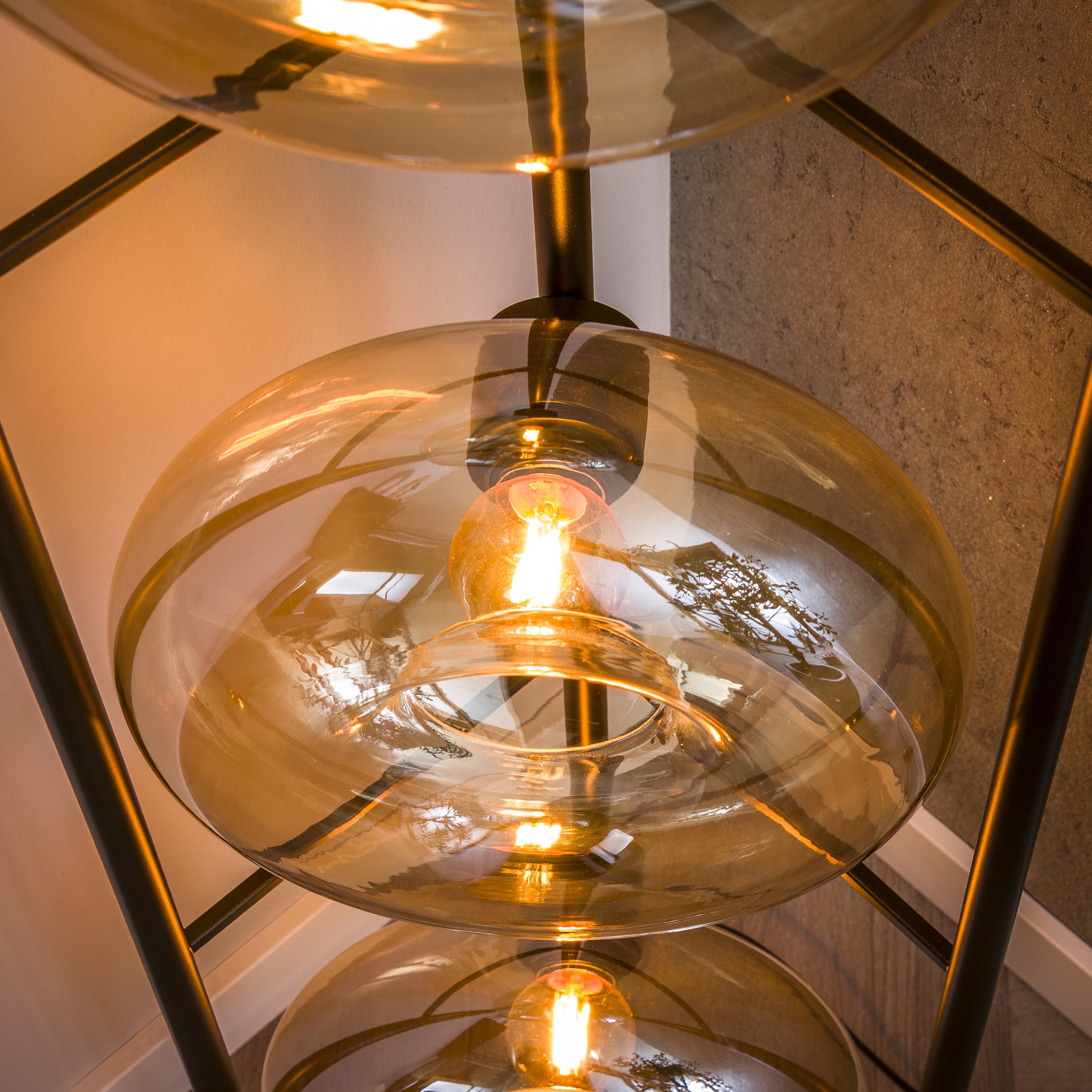 Lampadaire Soll 4 lumières Verre Ambré
