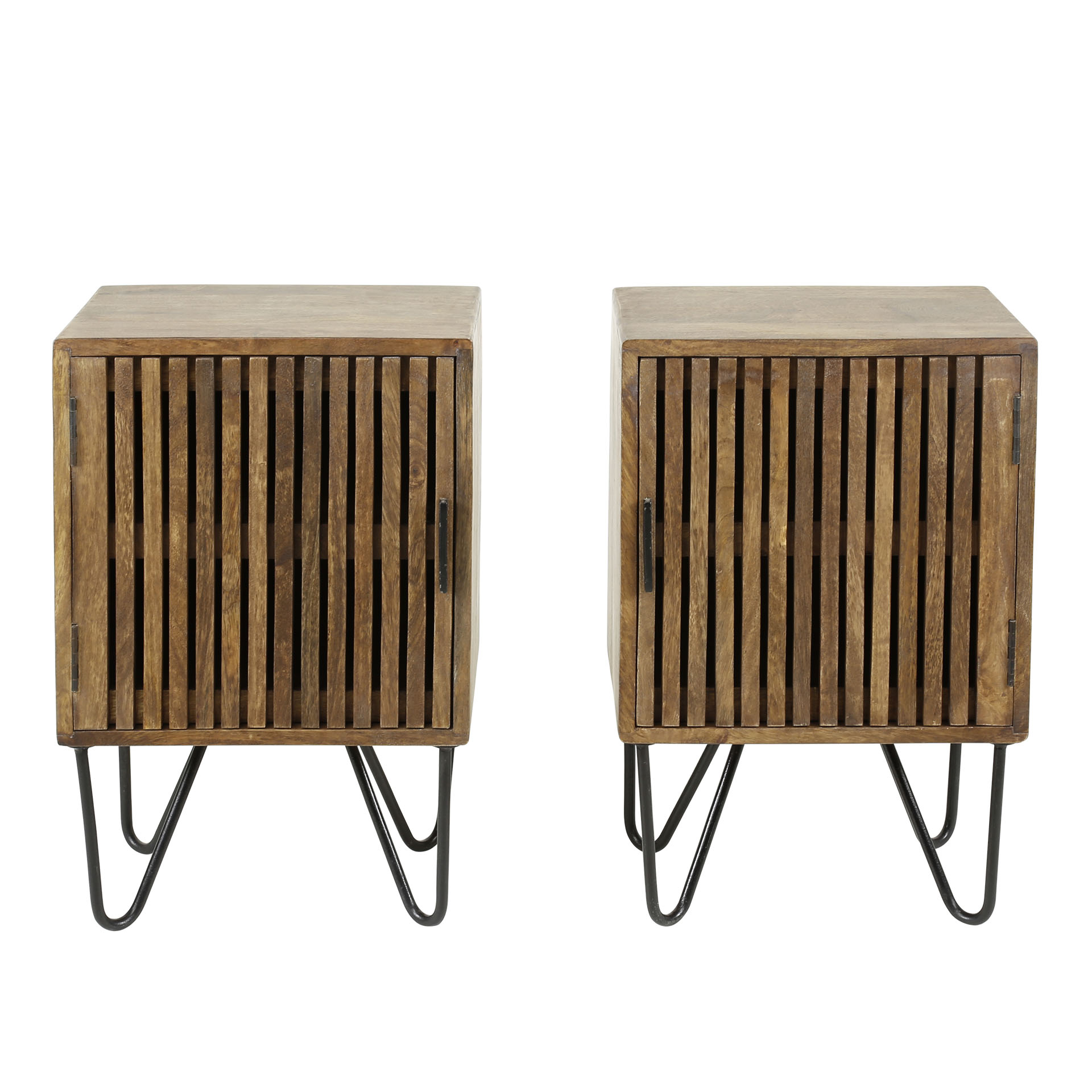 Table de chevet Tweak 1 porte - lot de 2 - Manguier massif sable