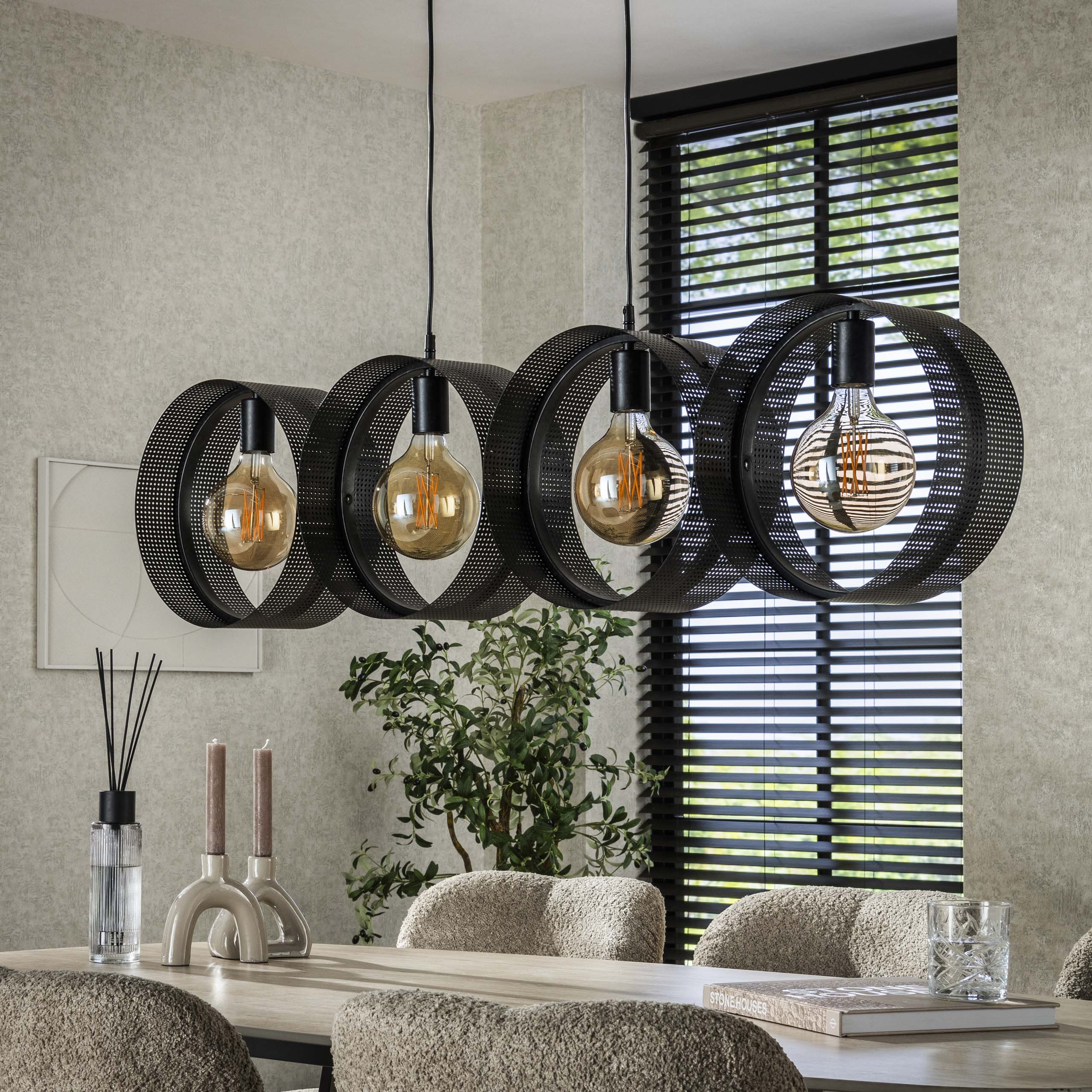 Lampe suspendue Ring mesh 4 lumières - Charbon