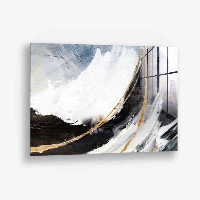Black,  White & Gold Abstract – Verre